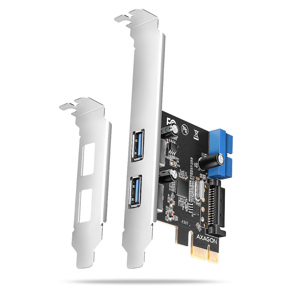 AXAGON PCEU-232RS, 2+2x USB 5Gbps port, PCIe card, SATA power, SP & LP