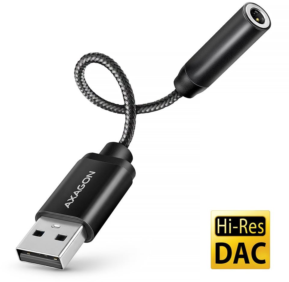 AXAGON ADA-HA, Hi-Res DAC audio adapter, 384kHz/32bit stereo, USB-A to 3.5mm jack