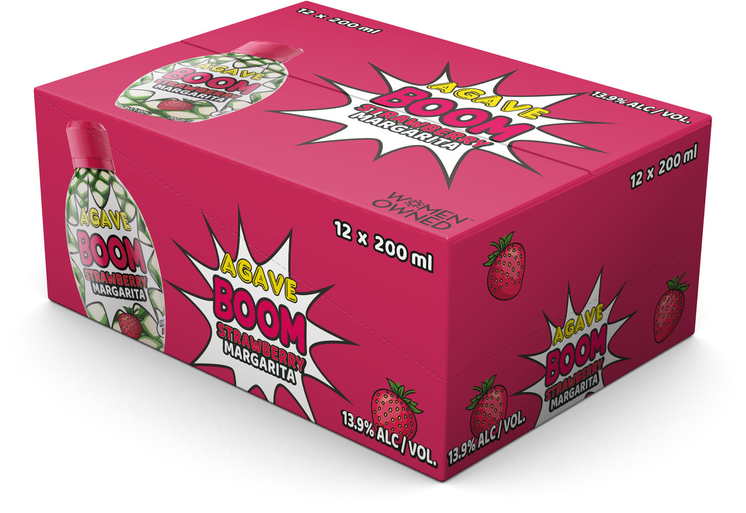 Agave Boom Strawberry Margarita 0,2 l × 12 ks, 13,9 % vol.