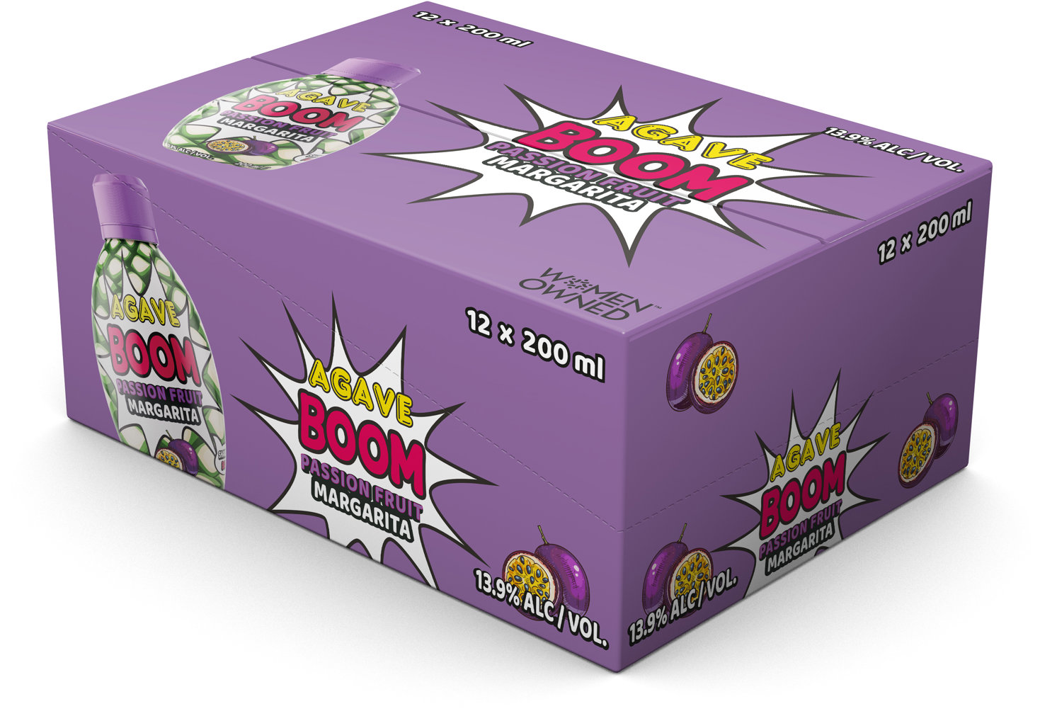 Agave Boom Passion Fruit Margarita 0,2 l × 12 ks, 13,9 % vol.
