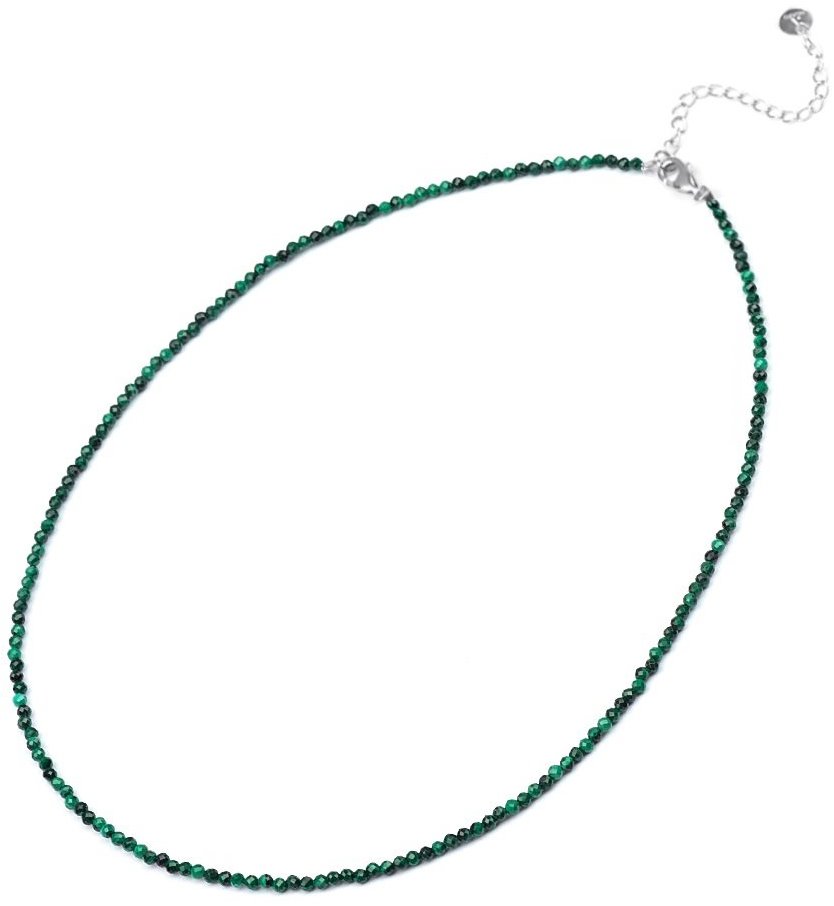 Agato Náhrdelník s korálky z malachitu POL-N07/47L (Ag925/1000, 4,1 g)