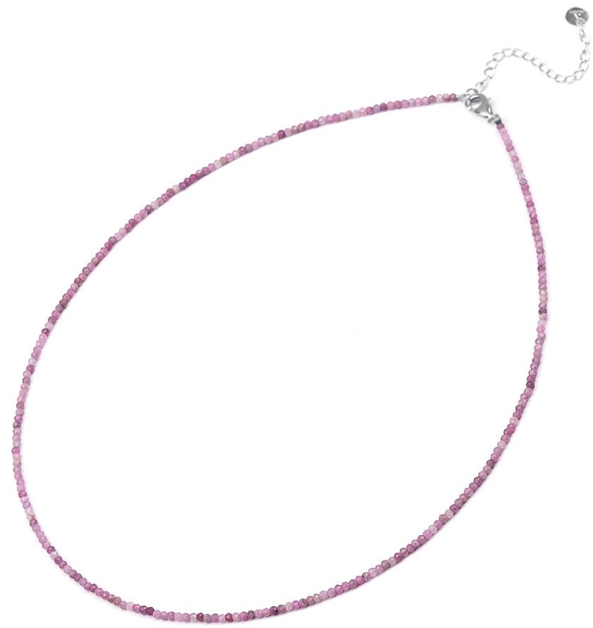 Agato Korálkový minerální náhrdelník s rubínem POL-N12/47L (Ag925/1000, 1 g)