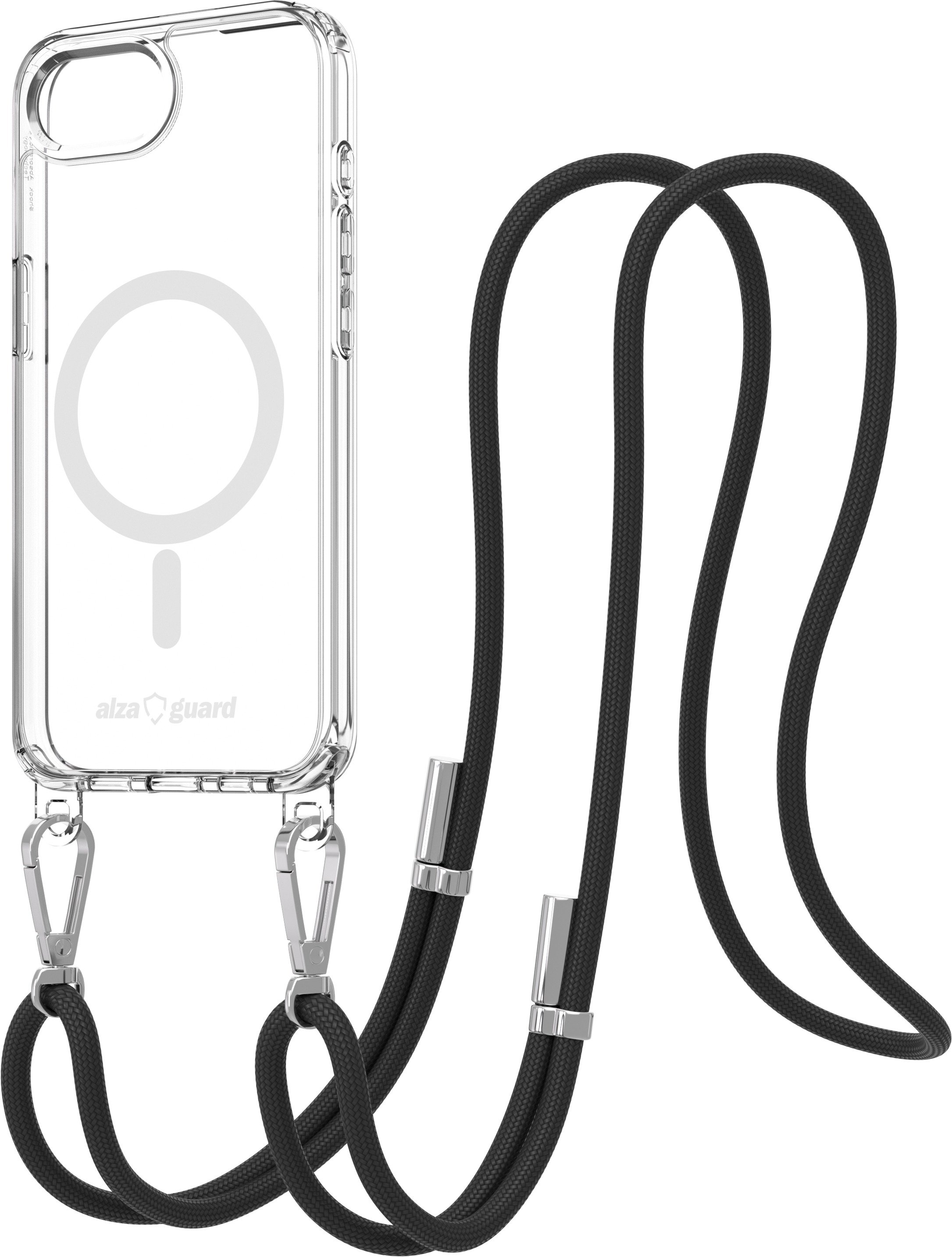 AlzaGuard Luxe Detach Lanyard Case Compatible with MagSafe for iPhone 16e / 17e černý