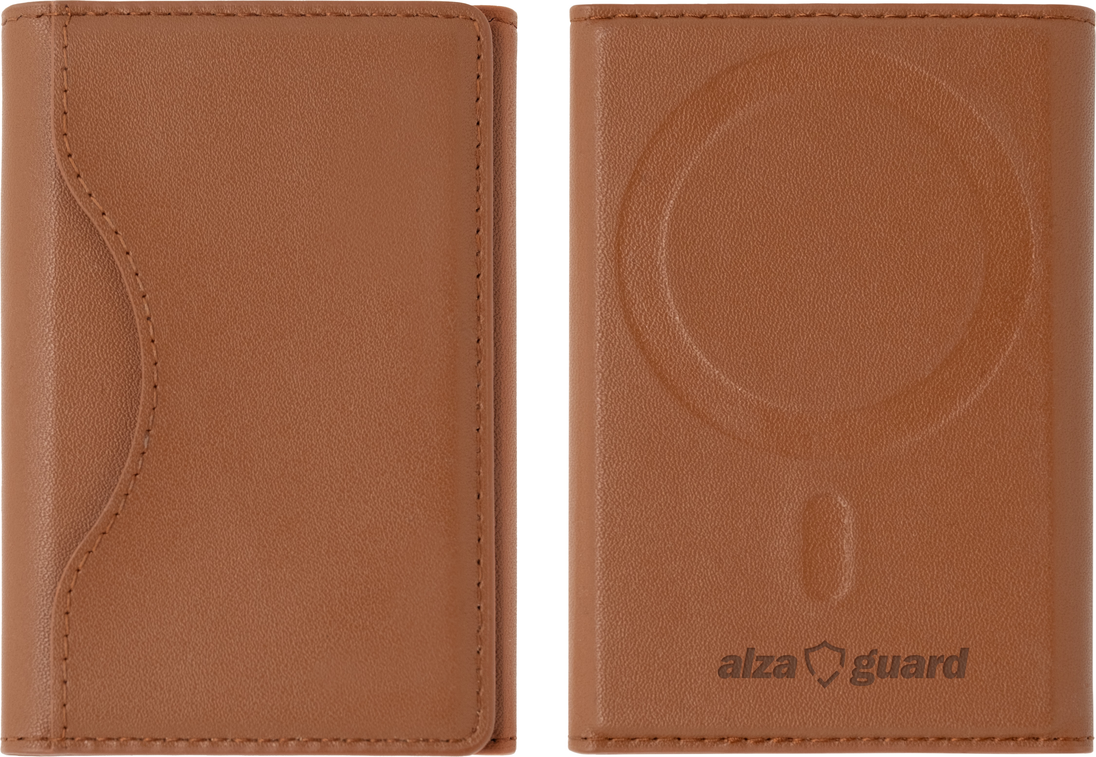 AlzaGuard foldable PU leather wallet Compatible with Magsafe - hnědá
