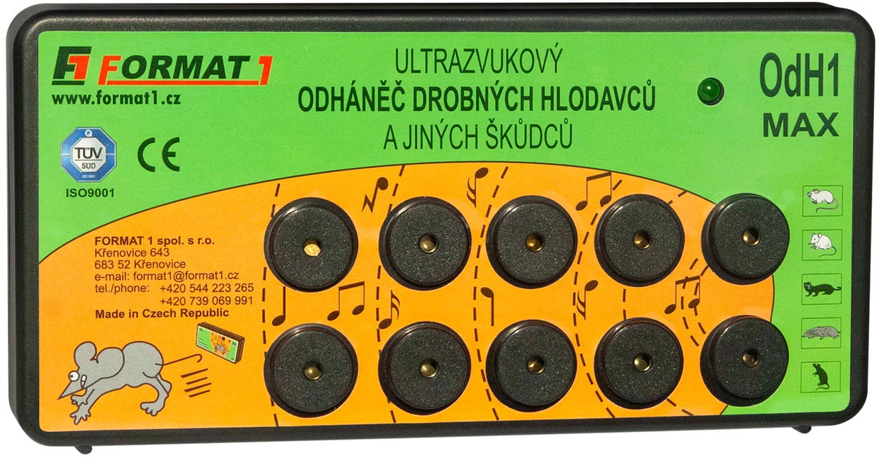 Format1 OdH1/Max 200 m2 bez Adaptéru, Tichý odháněč na myši, plašič kun pro dům a chatu