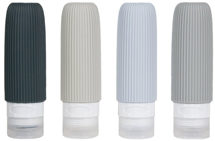 Kufryplus Cestovní silikonové lahvičky XND45 šedé 90 ml, sada 4 ks