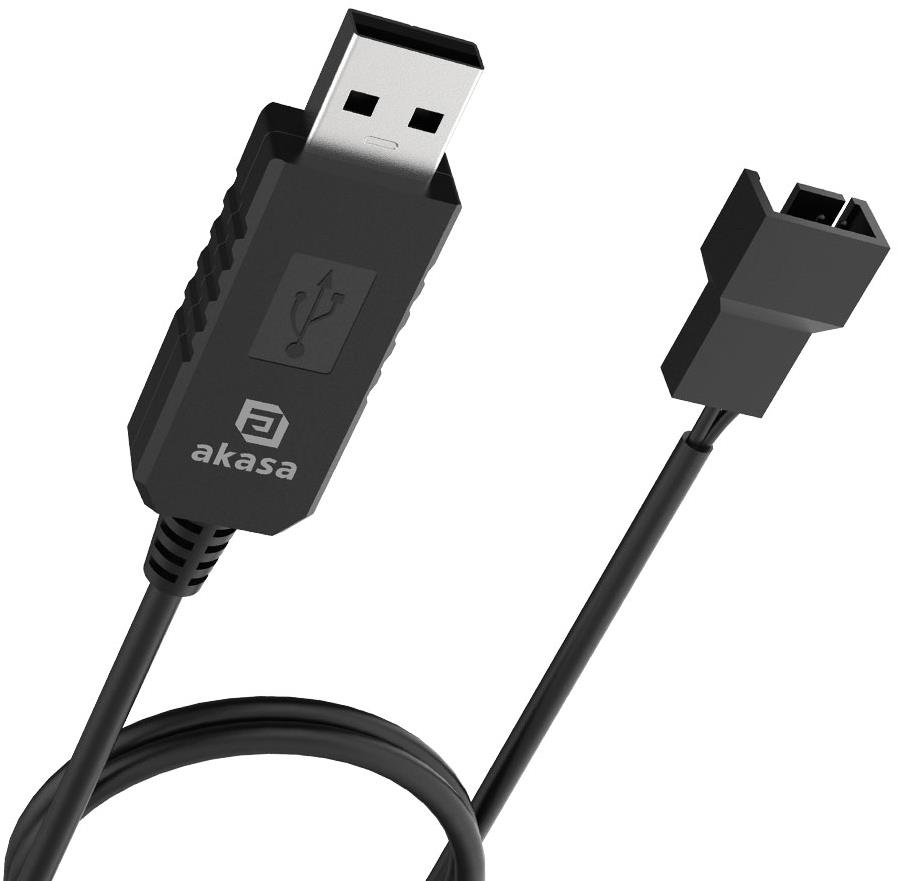 AKASA 5V to 12V DC Step-Up Voltage Converter Cable for USB to 3-Pin & 4-Pin PC Fan