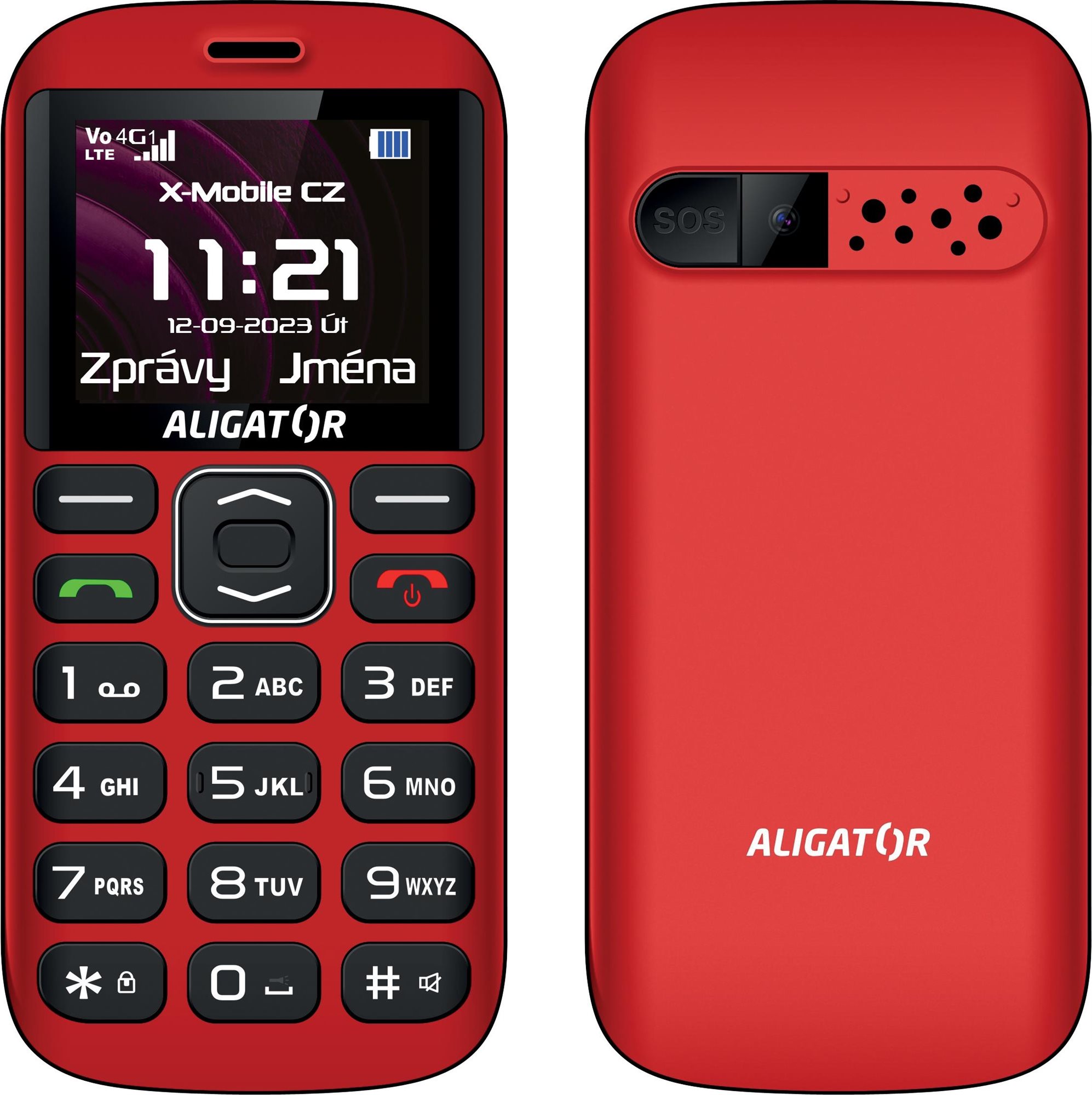 Aligator A720 4G Senior červený + nabíjecí stojánek