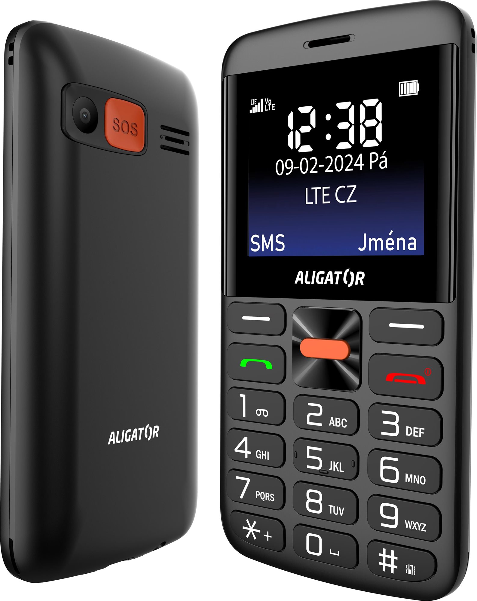 Aligator A910 4G Senior černý + nabíjecí stojánek