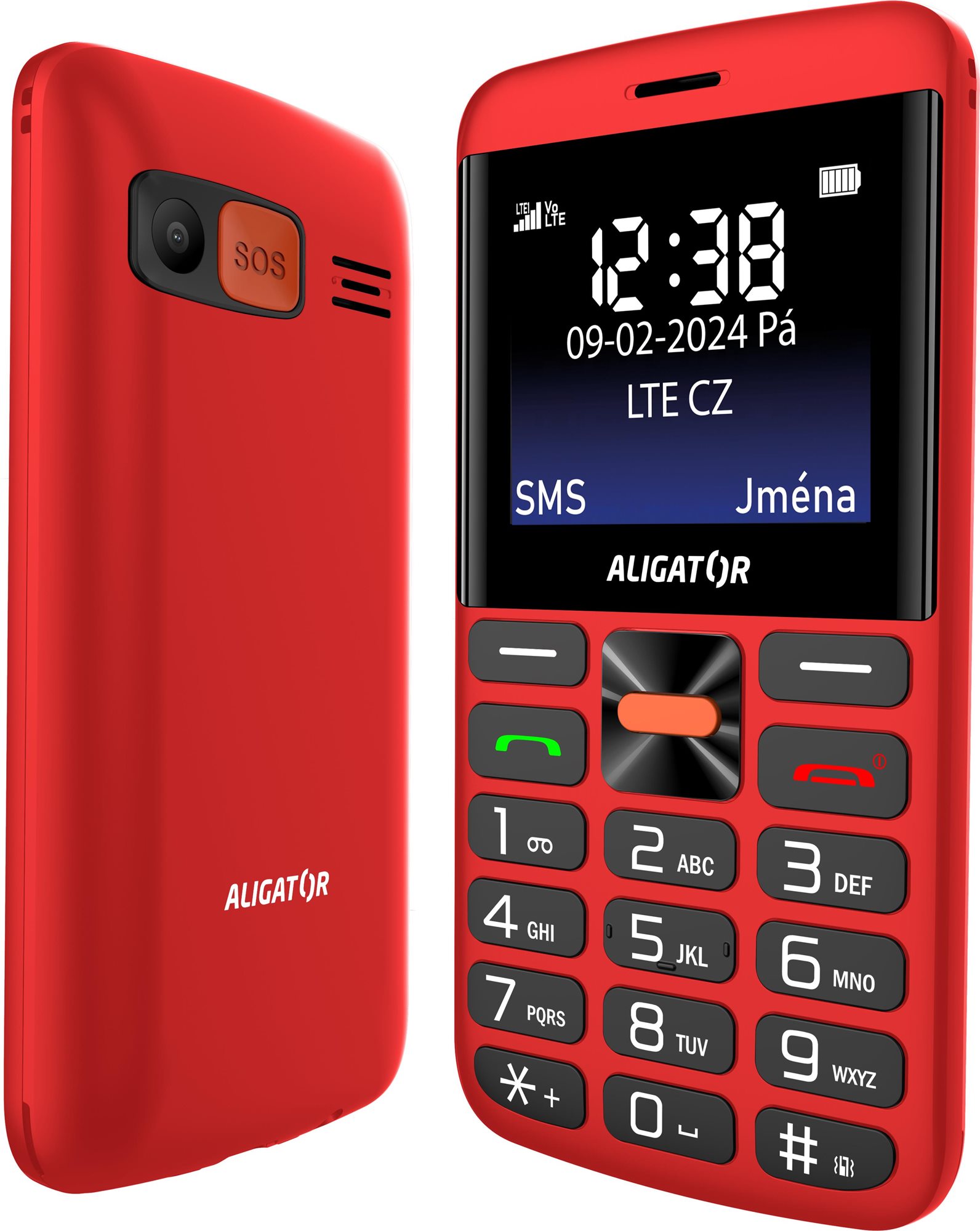 Aligator A910 4G Senior červený + nabíjecí stojánek