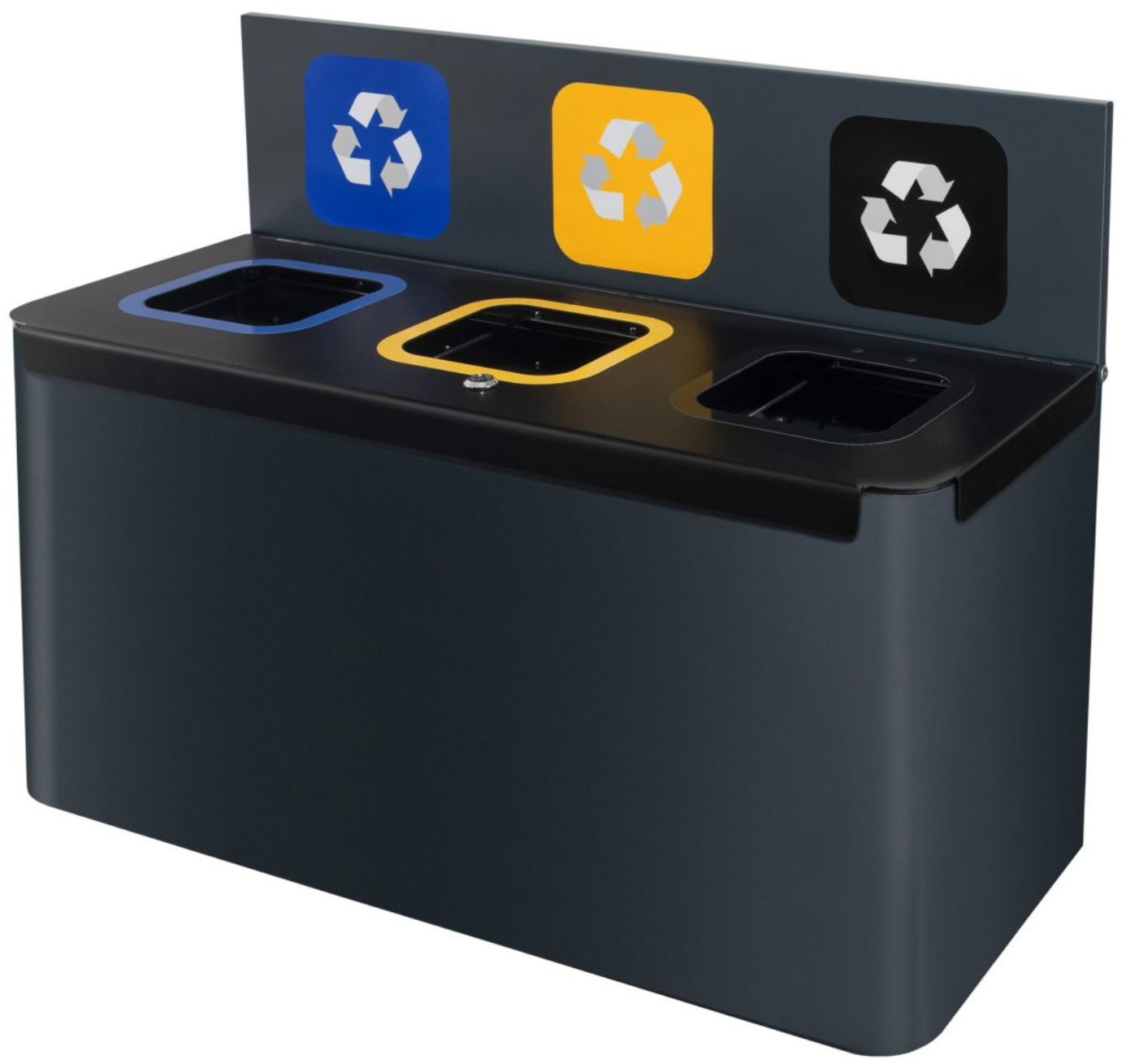 AlDA Závěsná sestava na tříděný odpad EKO WAll Station 3 × 35 l, lakovaná šedá ocel