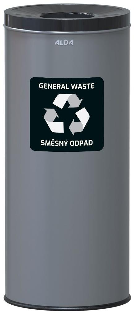 Alda Koš na tříděný odpad Eko 45 l, černé víko - směs, lakovaná ocel, šedý