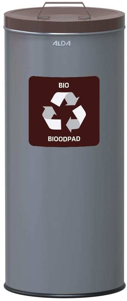 Alda Koš na tříděný odpad Eko 45 l, hnědé víko - bio, lakovaná ocel, šedý