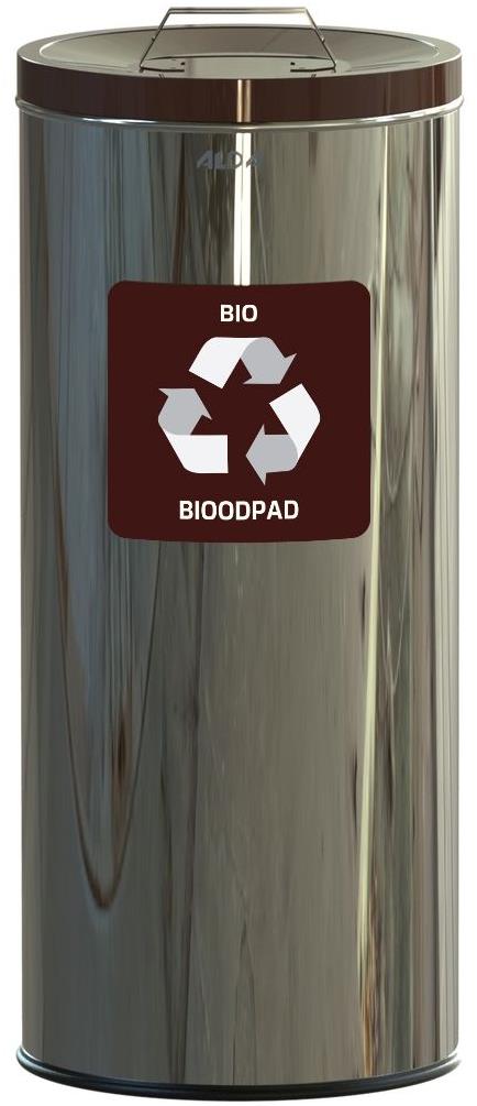 Alda Koš na tříděný odpad Eko 45 l, hnědé víko - bio, lesklá nerez ocel