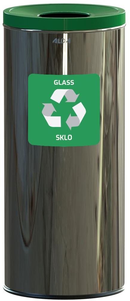 Alda Koš na tříděný odpad Eko 45 l, zelené víko - sklo, lesklá nerez ocel