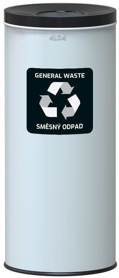 Alda Koš na tříděný odpad Eko Nord 45 l, černé víko - směs, lakovaná ocel, bílý