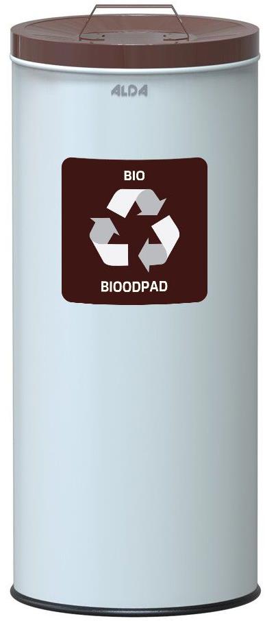Alda Koš na tříděný odpad Eko Nord 45 l, hnědé víko - bio, lakovaná ocel, bílý