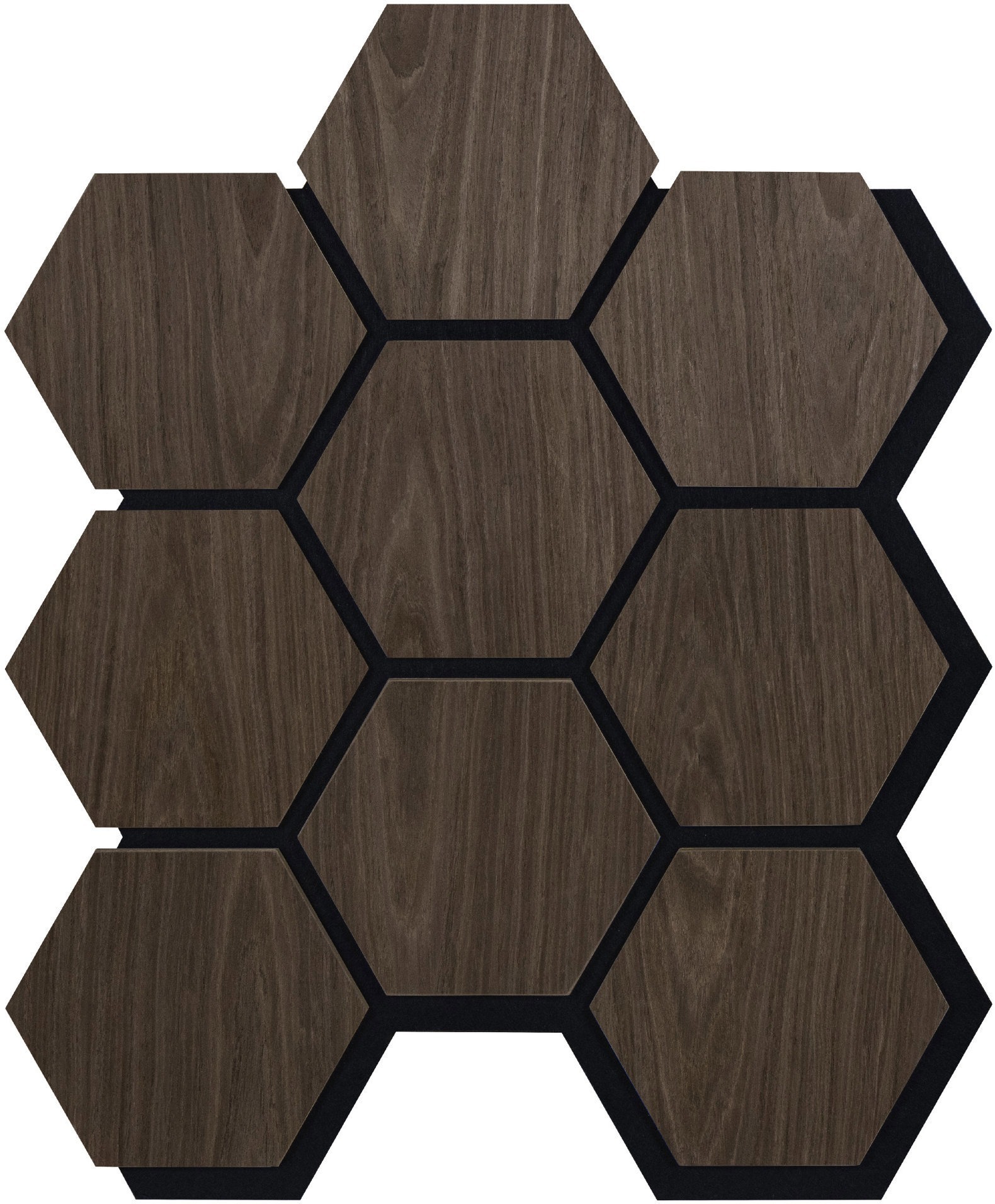 ALFI style Akustický panel s dřevěnou dýhou, hexagon, dekor dub, tmavý