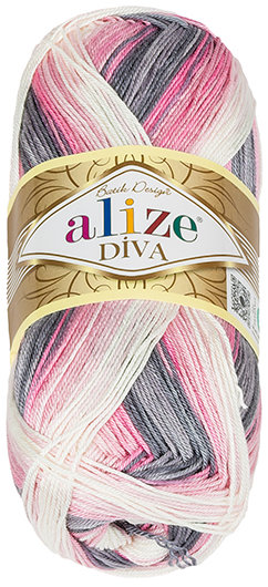 Alize Příze DIVA batik 100 g - 3245 růžová, šedá