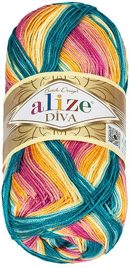 Alize Příze DIVA batik 100 g - 4572 růžová, oranžová, zelená