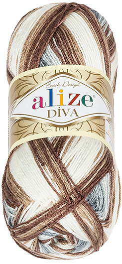 Alize Příze DIVA batik 100 g - 5742 béžová, hnědá, šedá