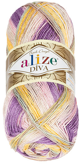 Alize Příze DIVA batik 100 g - 6958 růžová, fialová, žlutá