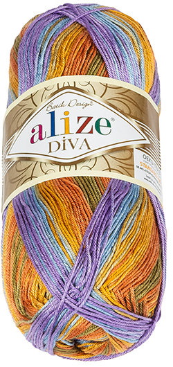 Alize Příze DIVA batik 100 g - 7794 oranžová, fialová, modrá