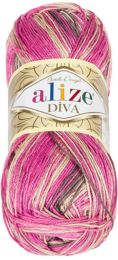 Alize Příze DIVA batik 100 g - 7829 růžová, hnědá