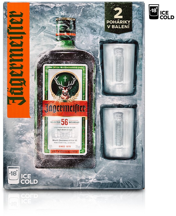 Jägermeister 0,7l 35% + 2x sklo II. GB