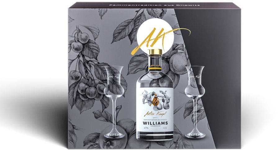 Anton Kaapl Hruškovice Williams 0,5l 47% + 2x sklo