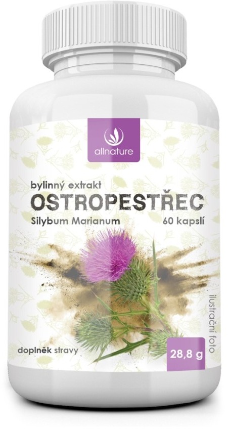 ALLNATURE OSTROPESTŘEC BYLINNÝ EXTRAKT 60 CPS Bylinný doplněk, , velikost