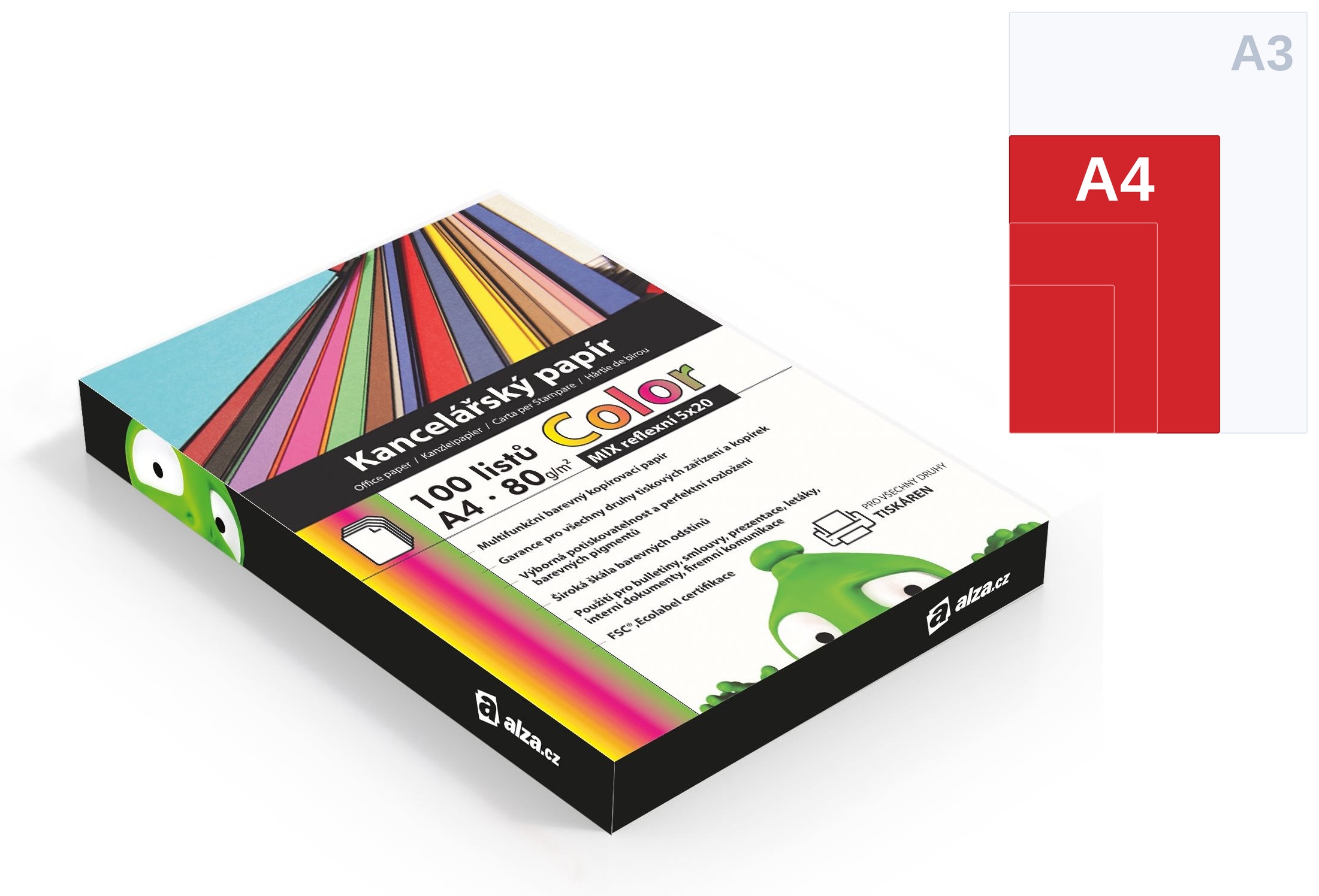 Alza Color A4 MIX reflexní 5x 20 listů
