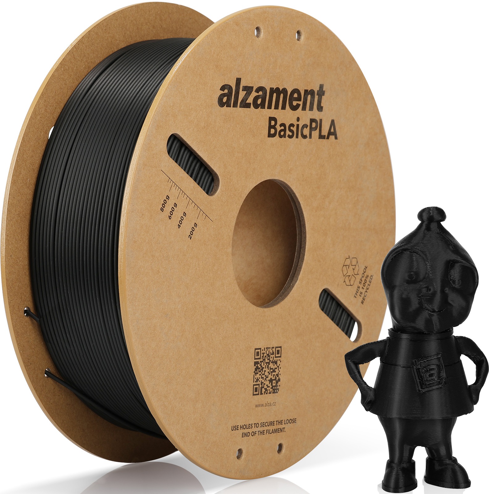Alzament PLA Basic 1kg Black - filament pro 3D tisk
