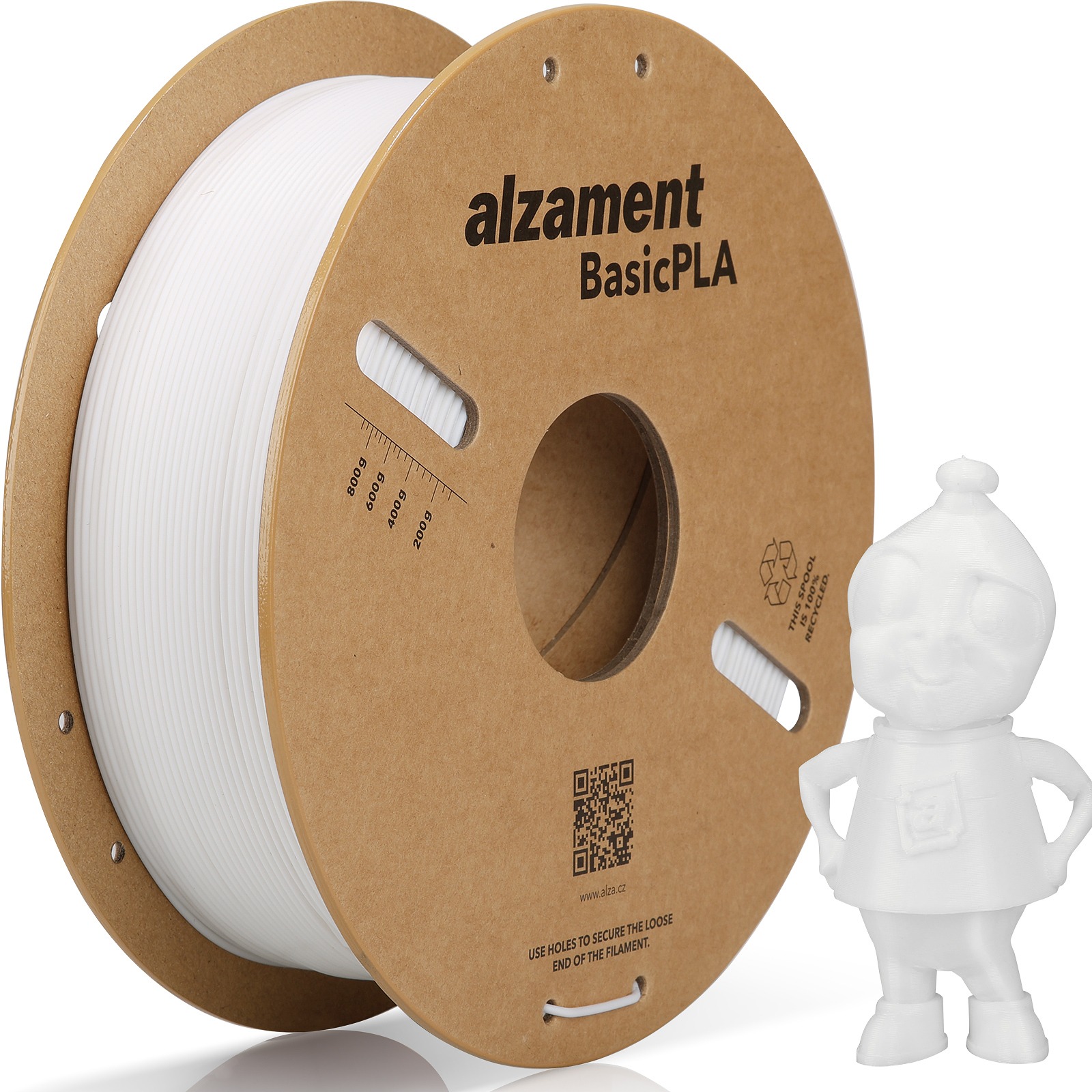 Alzament PLA Basic 1kg White - filamentosní materiál pro 3D tisk