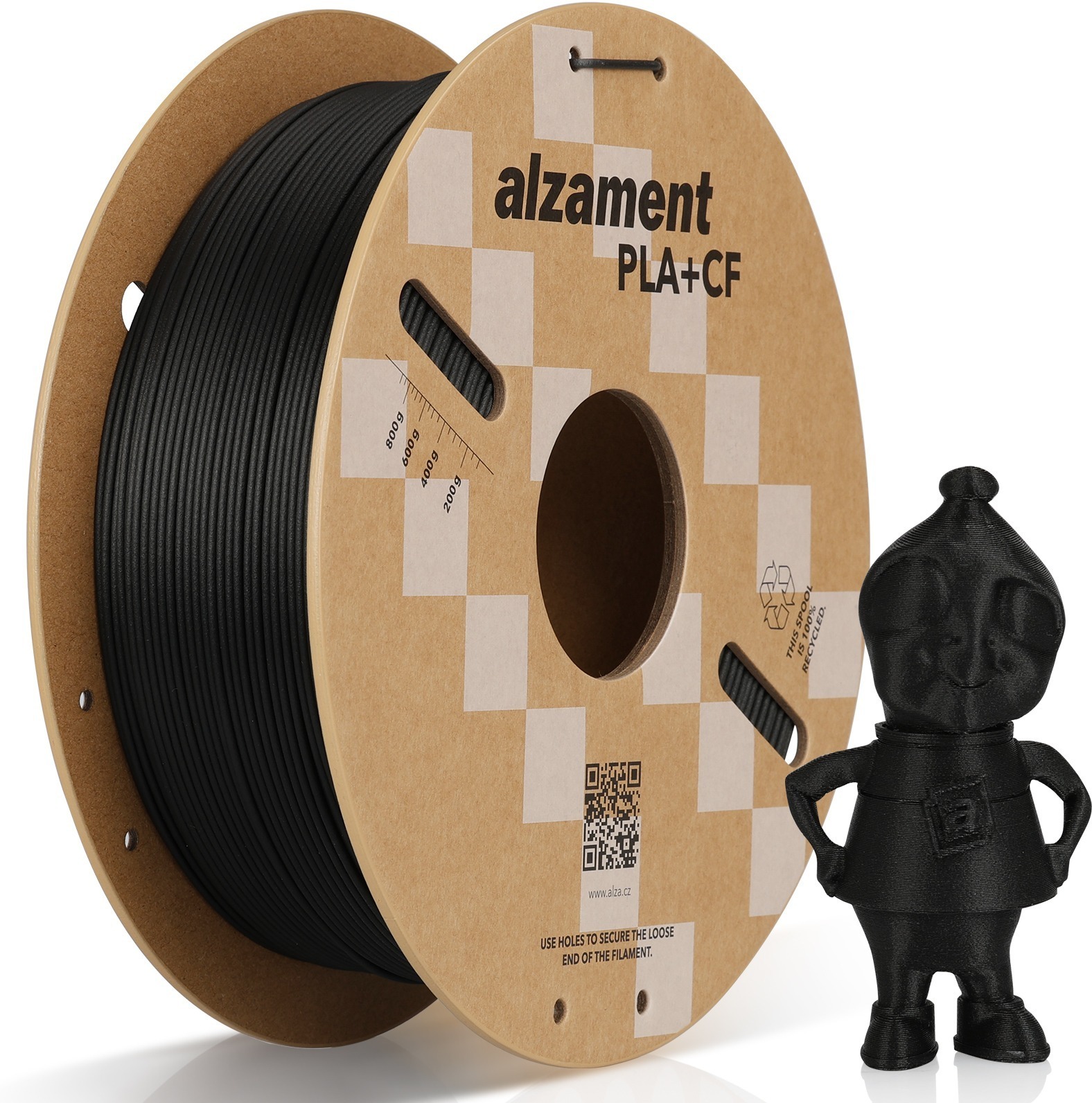 Alzament PLA-CF 1 kg Black - vysoce kvalitní filament pro 3D tisk