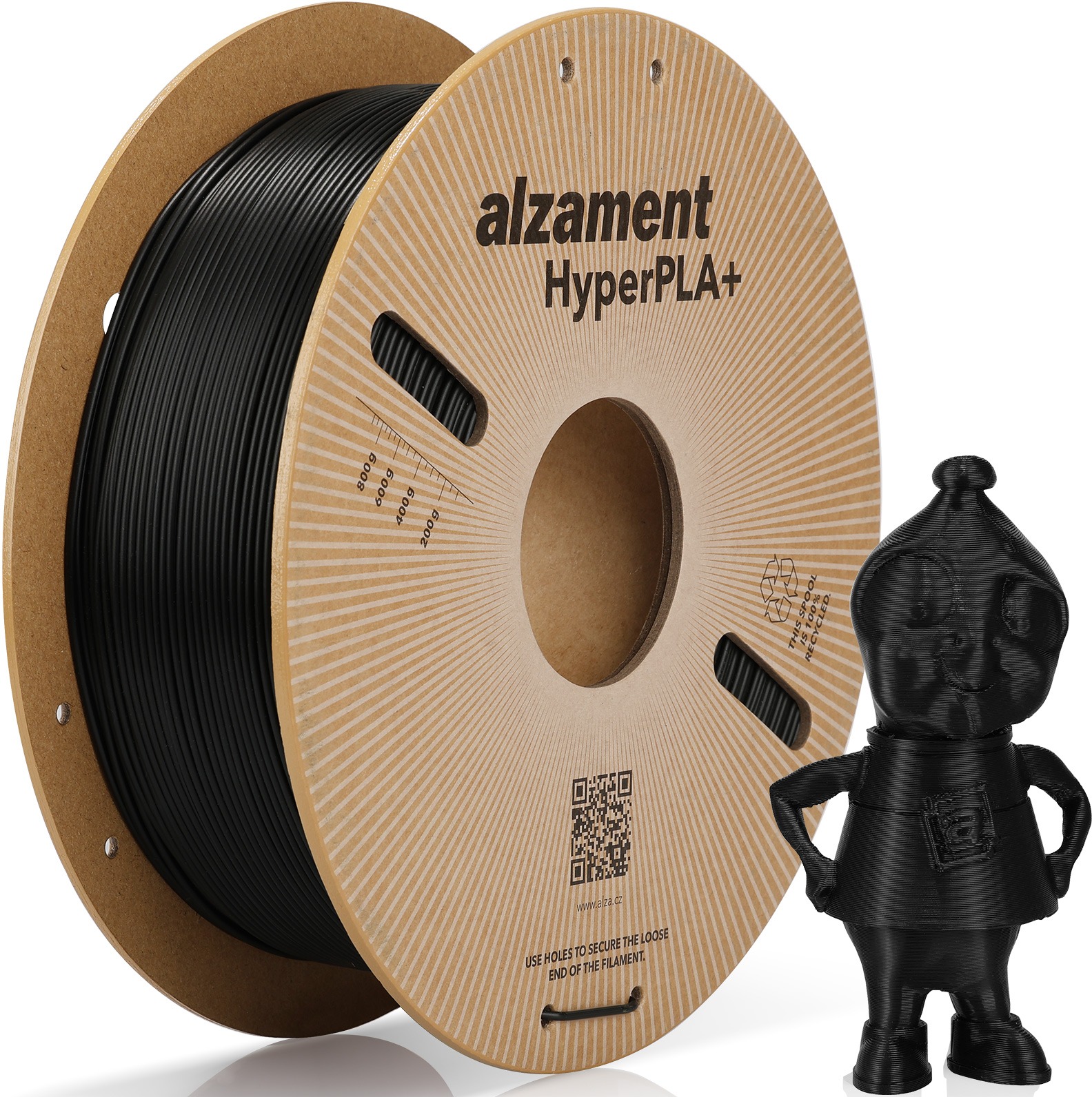 Alzament Hyper PLA+ 1kg Black - vysoce kvalitní filament pro 3D tisk