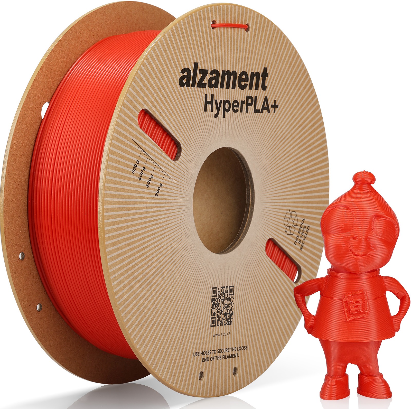 Alzament Hyper PLA+ filament 1kg v červené barvě