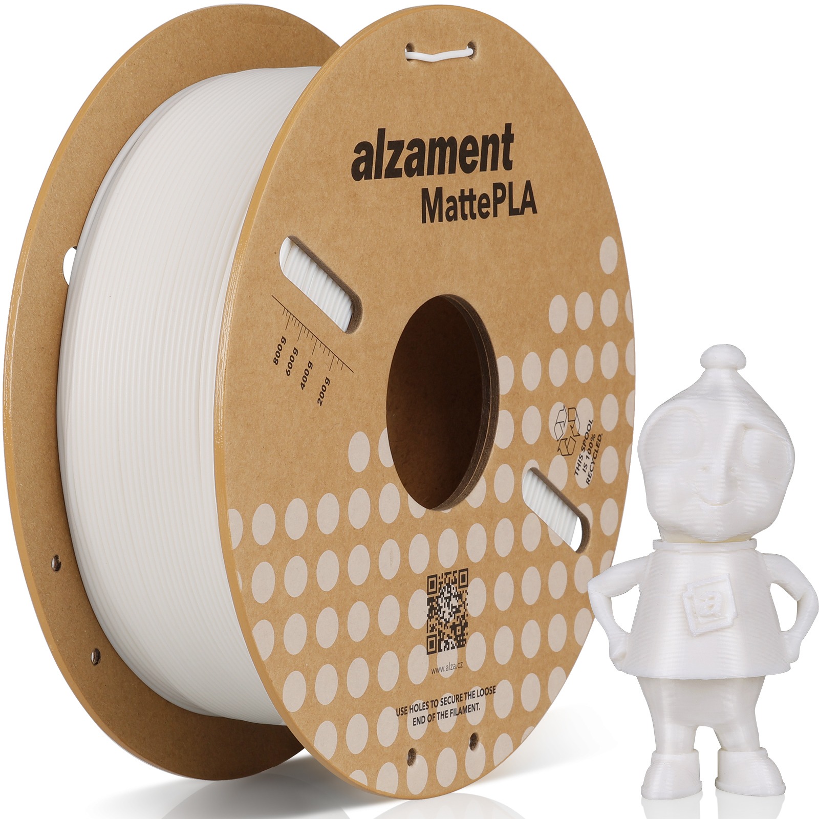 Alzament PLA Matte 1 kg White - 3D tisková filament