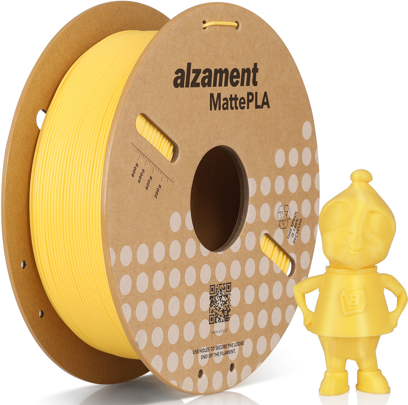 Alzament PLA Matte 1 kg Yellow - kvalitní filament pro 3D tisk