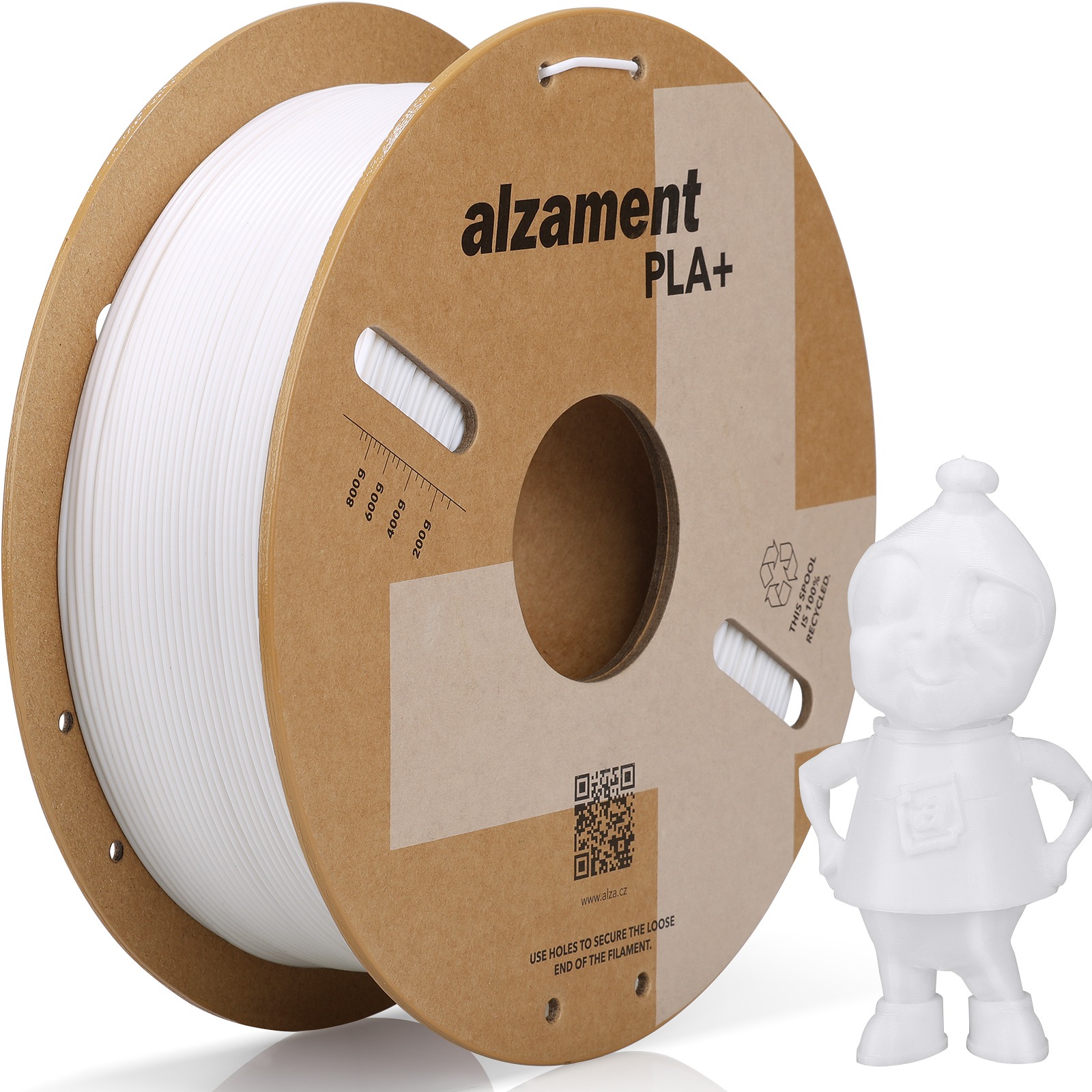 Alzament PLA+ 1kg White - kvalitní 3D tisková filament