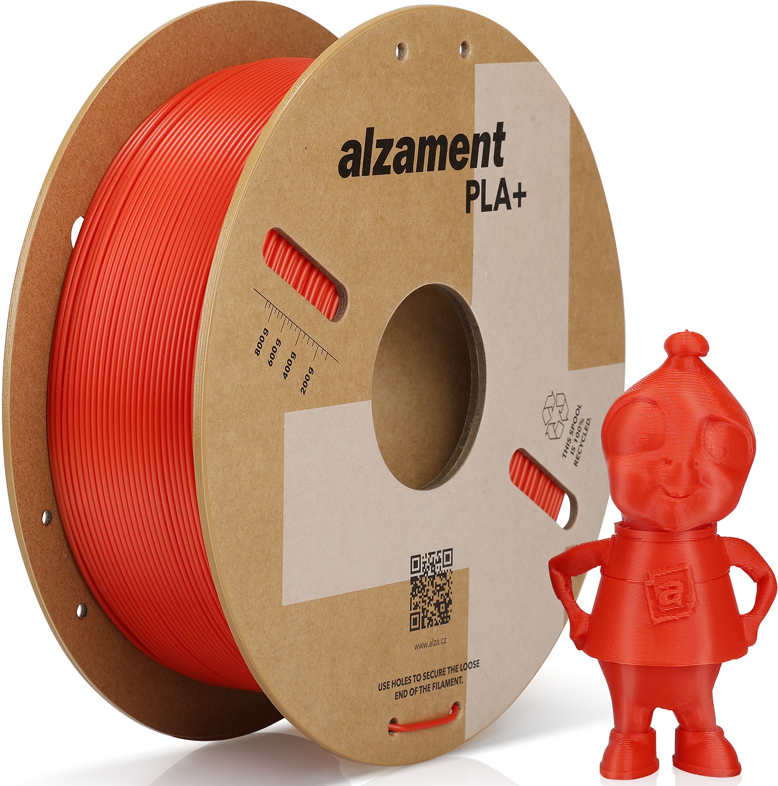 Alzament PLA+ 1kg Red - vysoce kvalitní filament pro 3D tisk.