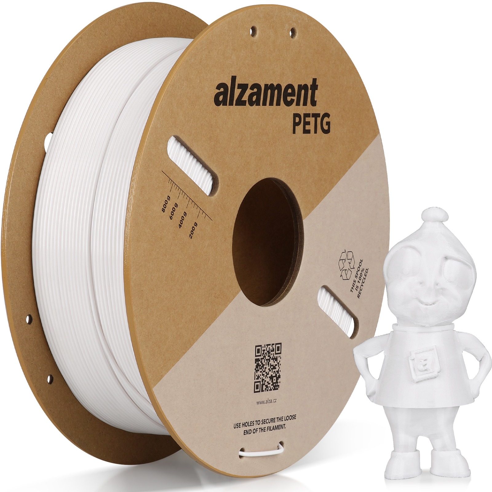 Alzament PETG 1 kg White - kvalitní filament pro 3D tisk