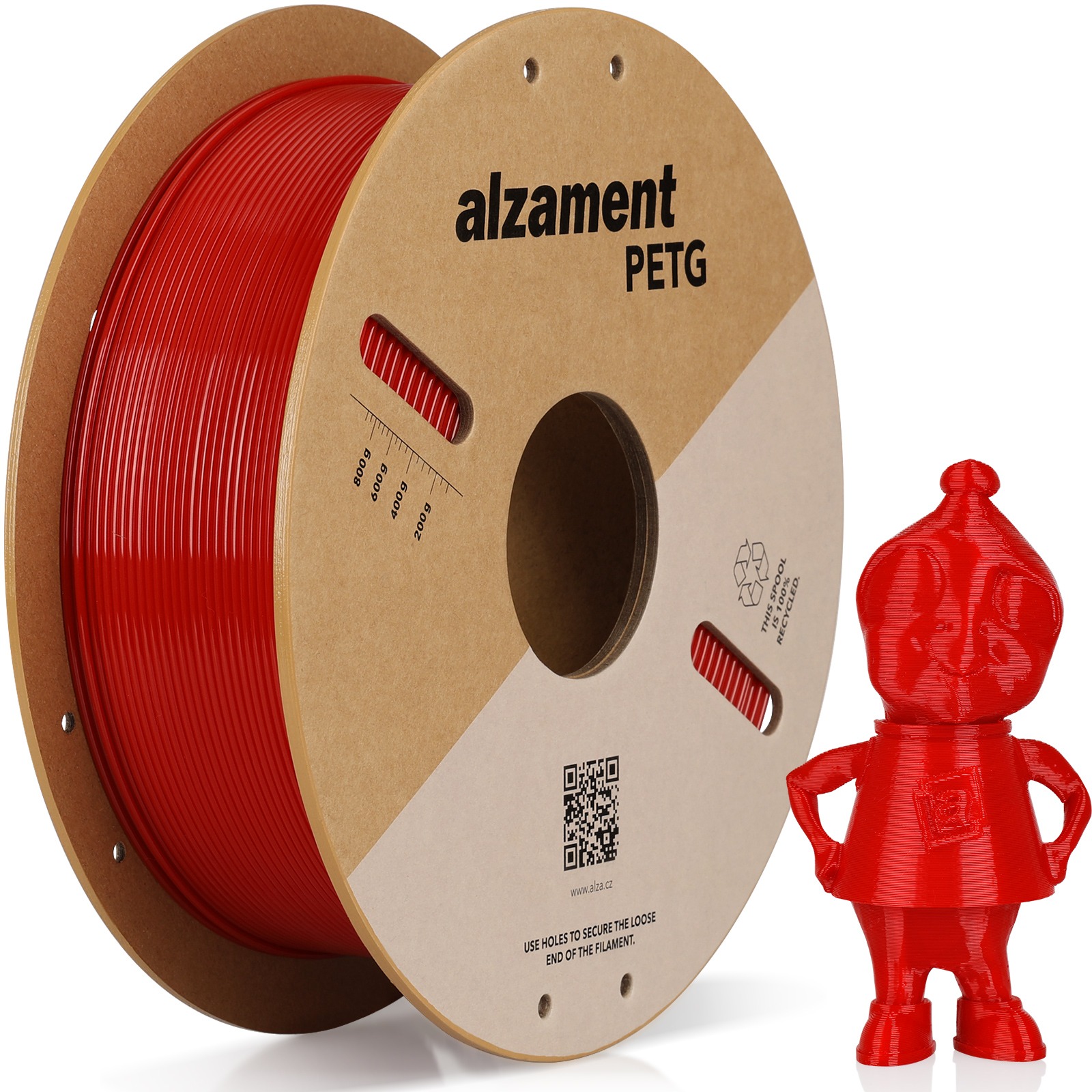 Alzament PETG 1 kg Red - vysoce kvalitní filament pro 3D tisk