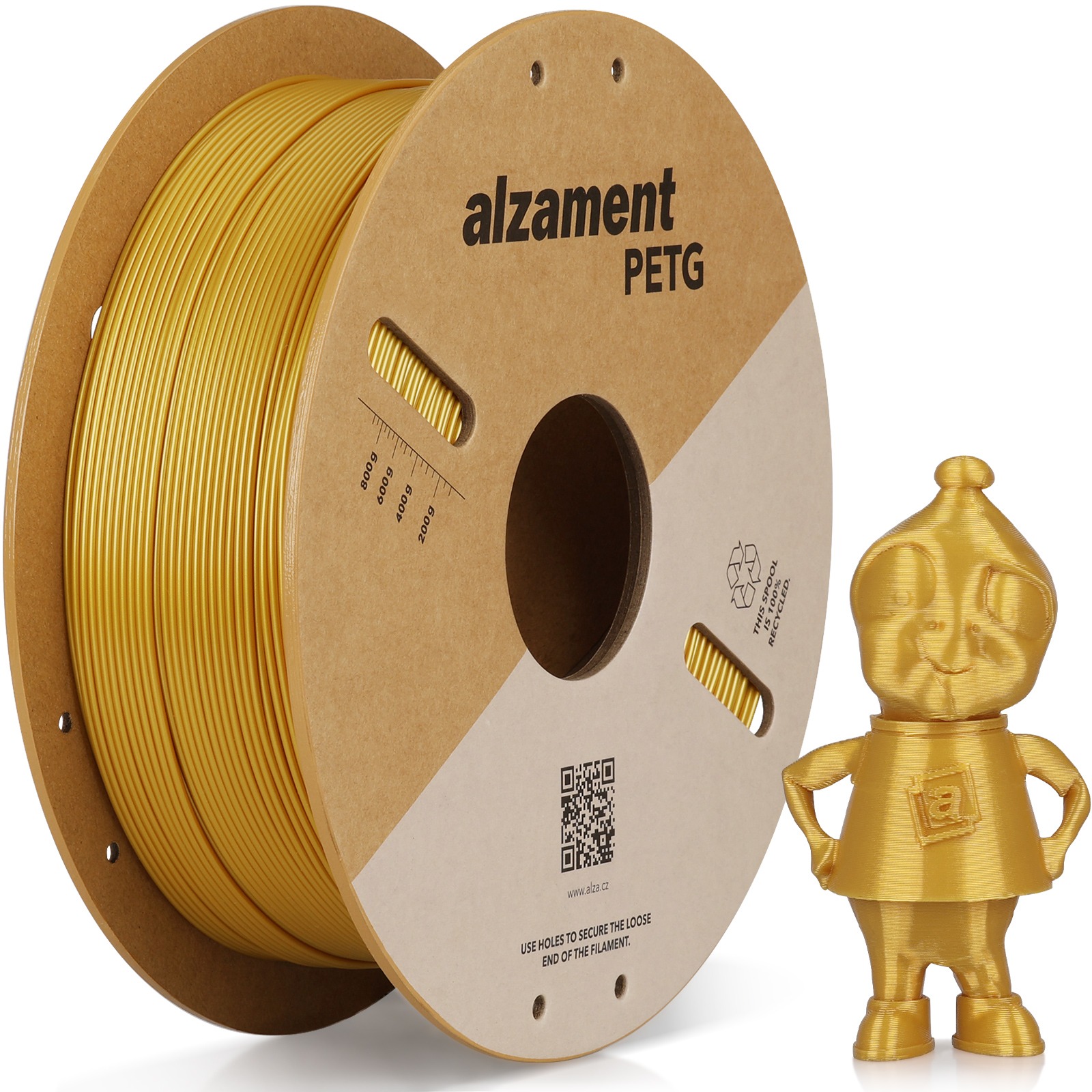 Alzament PETG 1 kg Gold - vysoce kvalitní filament pro 3D tisk