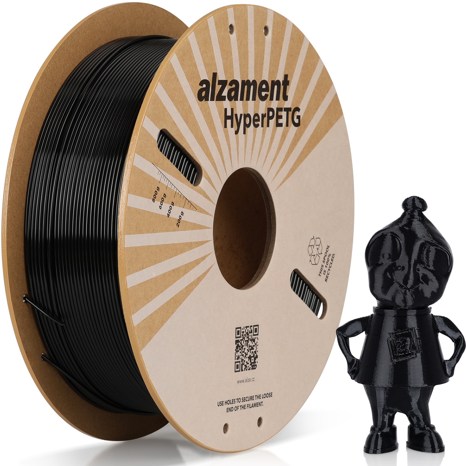 Alzament PETG Hyper 1 kg Black - vysoce kvalitní filament pro 3D tisk