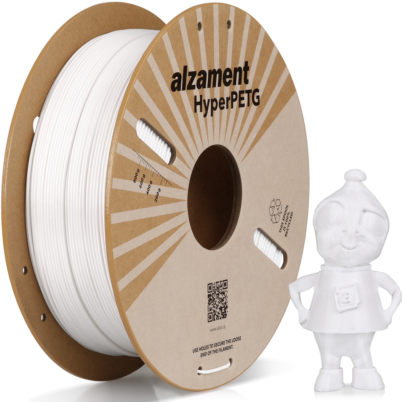 Alzament PETG Hyper 1 kg White - vysoce kvalitní 3D tisková filament