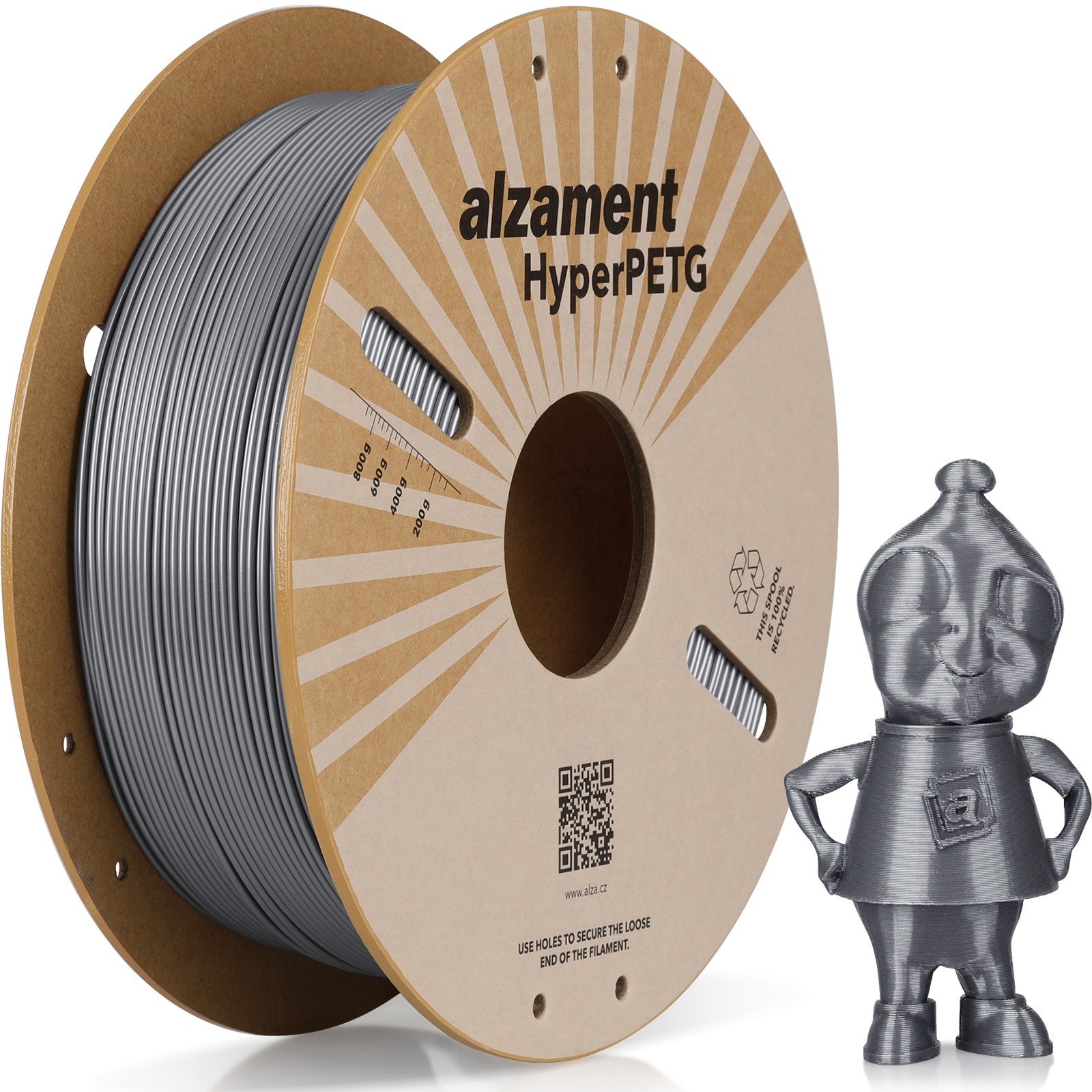 Alzament PETG Hyper 1 kg Silver - vysoce kvalitní 3D tiskový filament