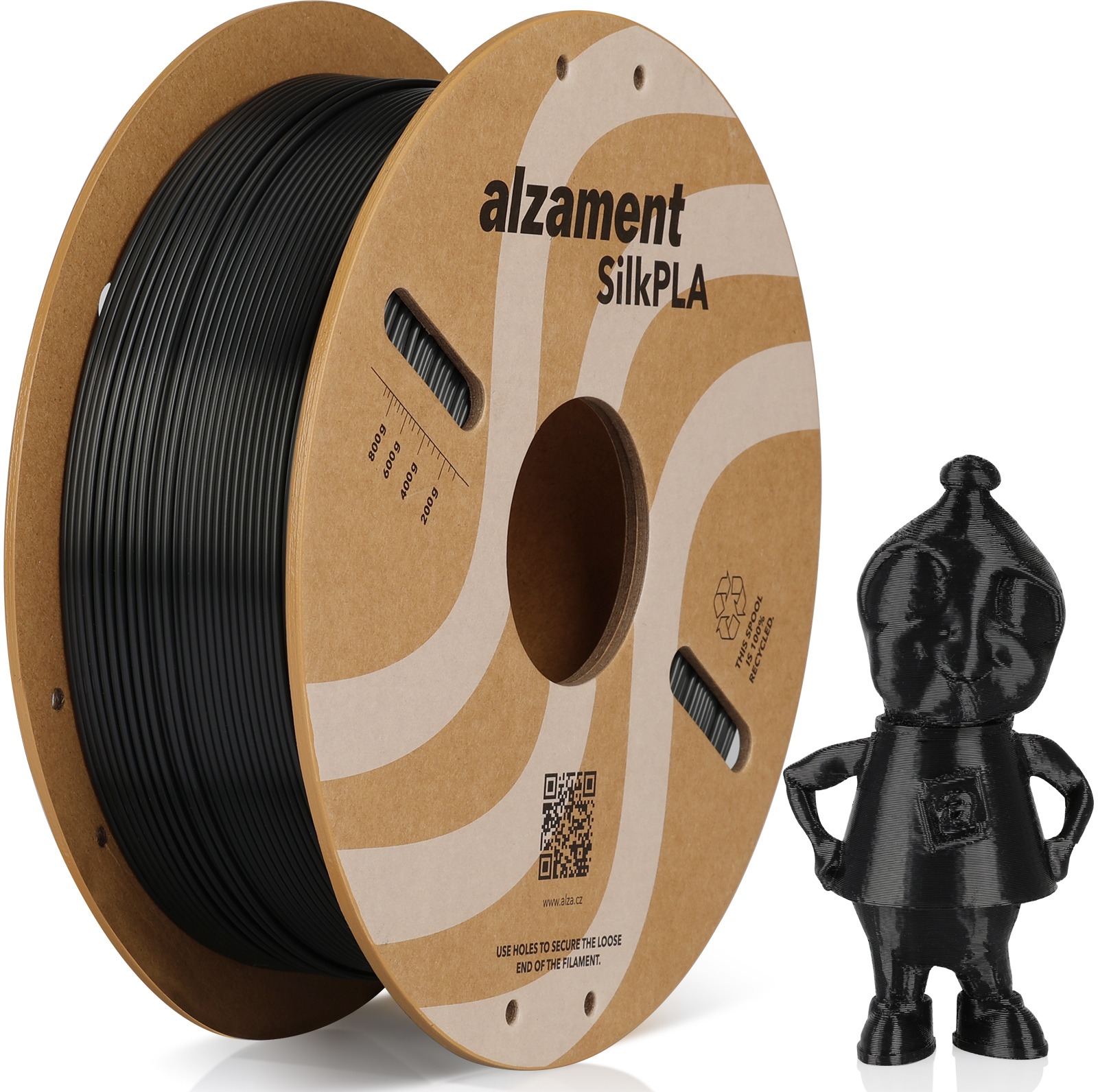 Alzament PLA Silk 1 kg Black - Výborný materiál pro 3D tisk