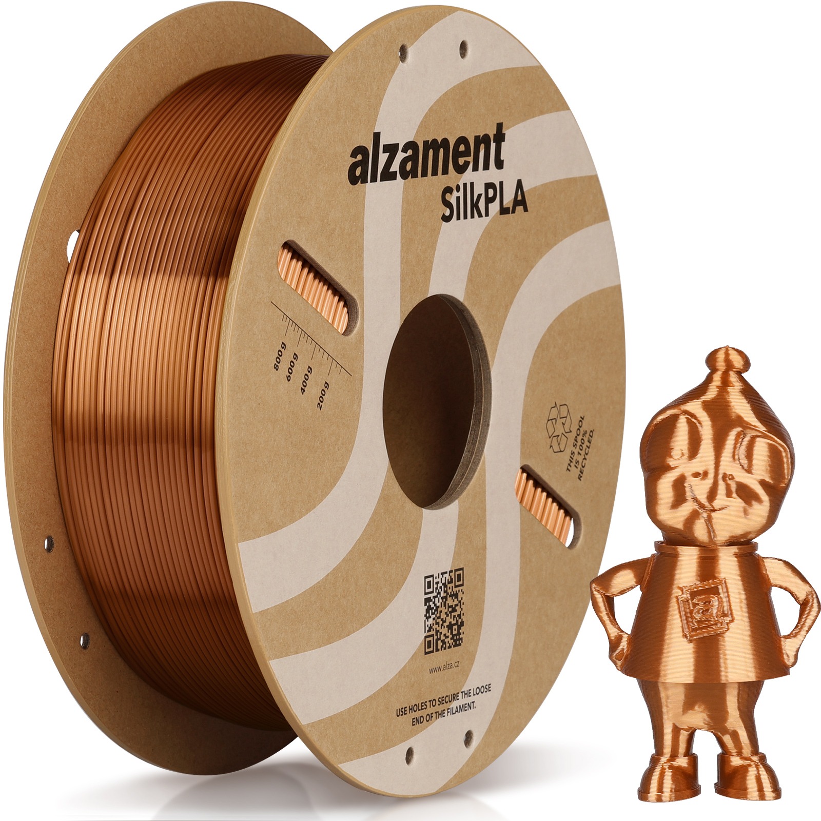 Alzament PLA Silk 1 kg Red Copper - vysoce kvalitní filament pro 3D tisk