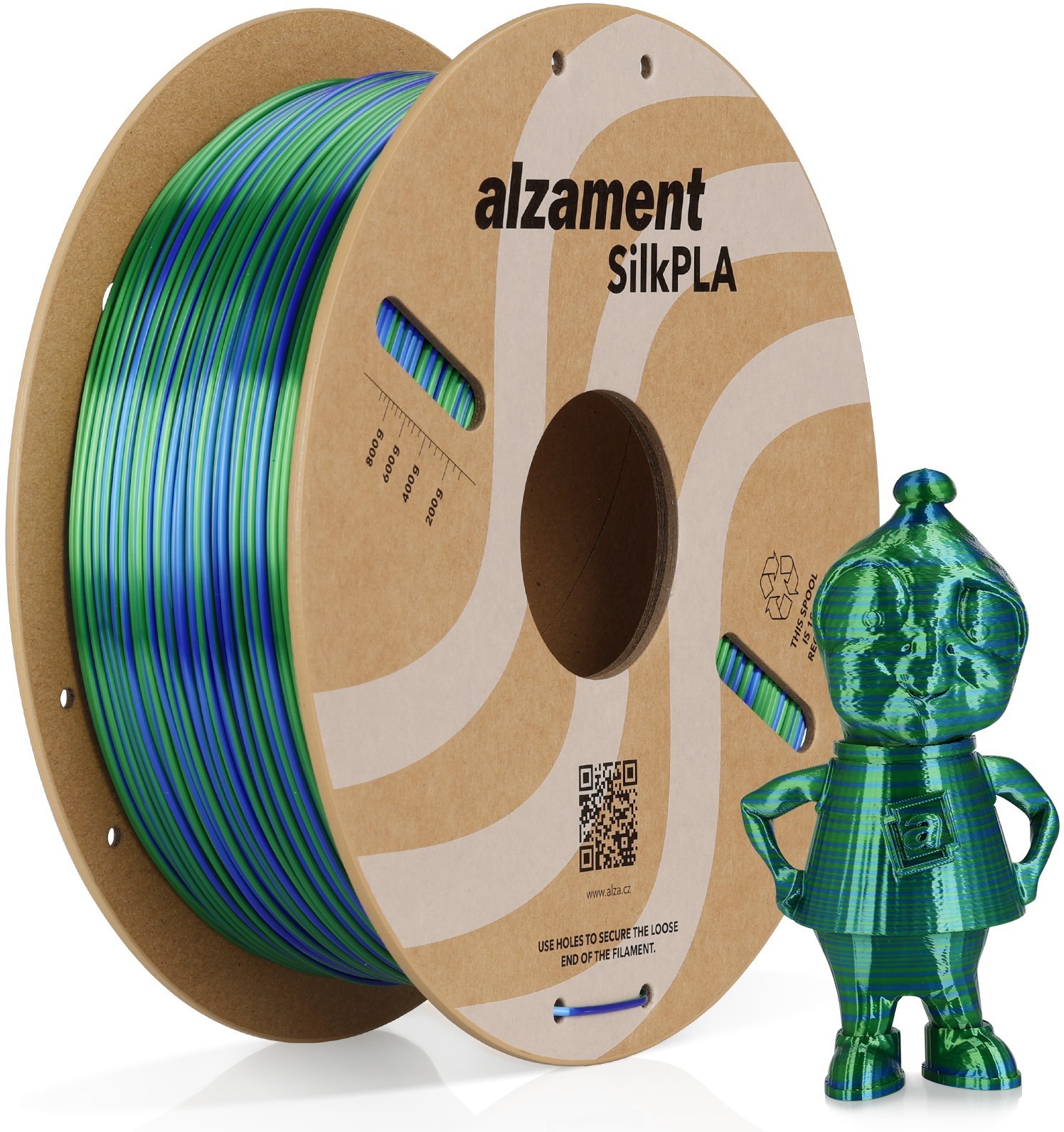 Alzament PLA Silk Candy 1 kg Blue + Green - vysoce kvalitní filament pro 3D tisk